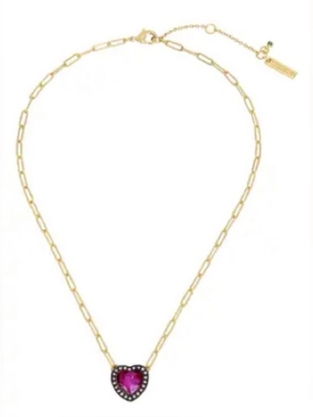 Kurt Geiger Halo Pink Heart Pendant Necklace gold
